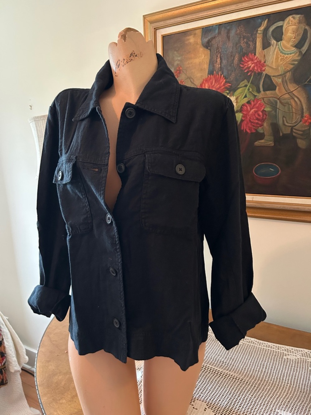Lucky Brand Black Women's Button-Front Boxy Jacket